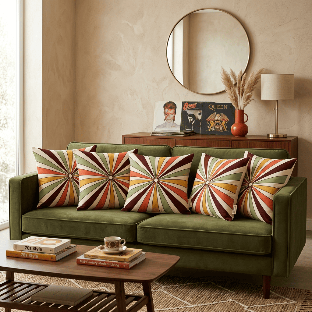 Sunray Pop Retro Sunburst Velvet Cushion Cover