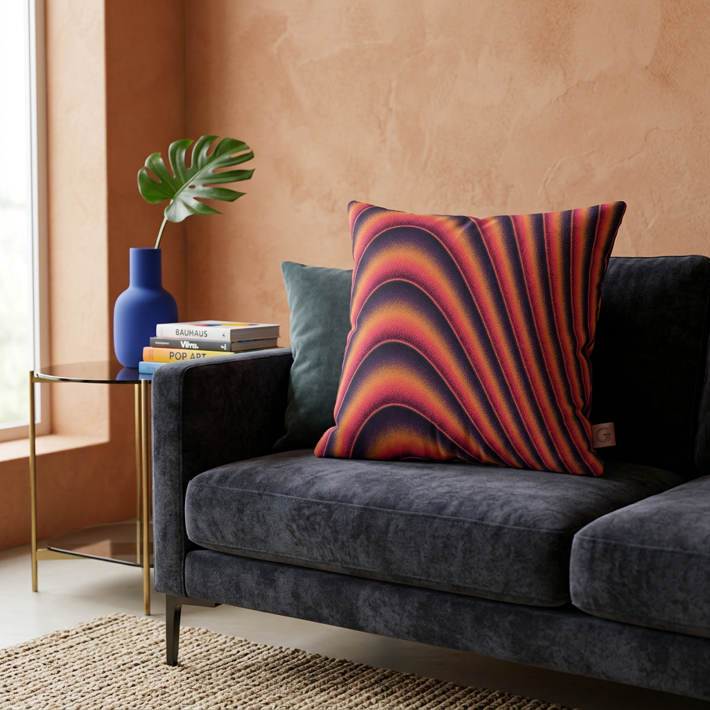 Crimson Dune Flow Cushion Cover
