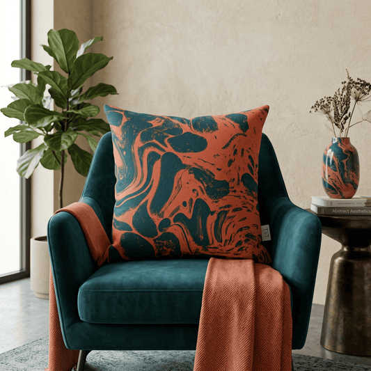 Molten Tide Abstract Velvet Cushion Cover