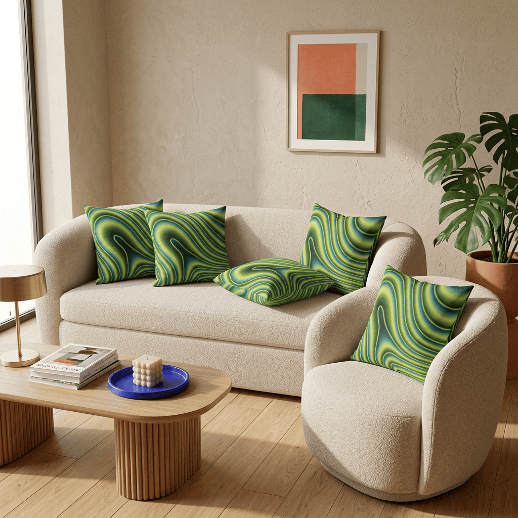 Neon Ripple Flow Cushion Cover