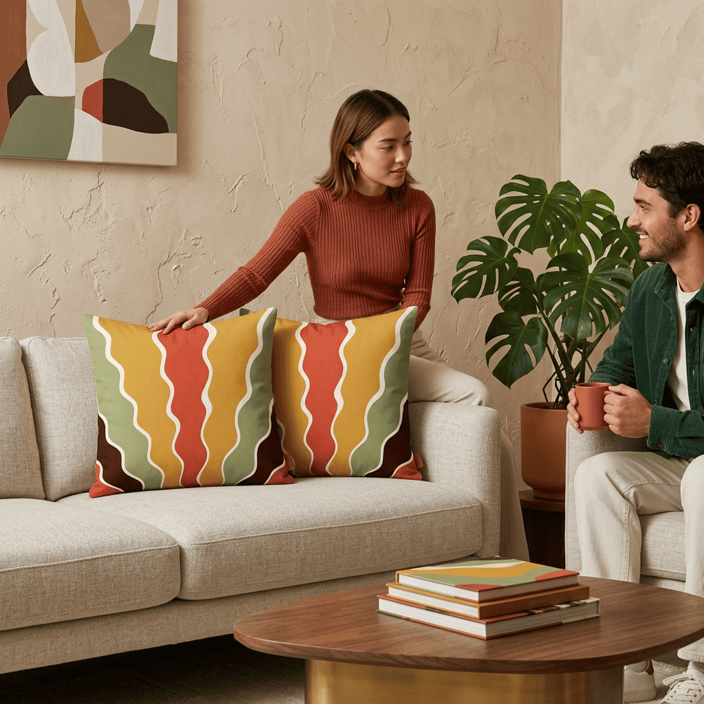 Sunset Ripple Flow Cushion Cover