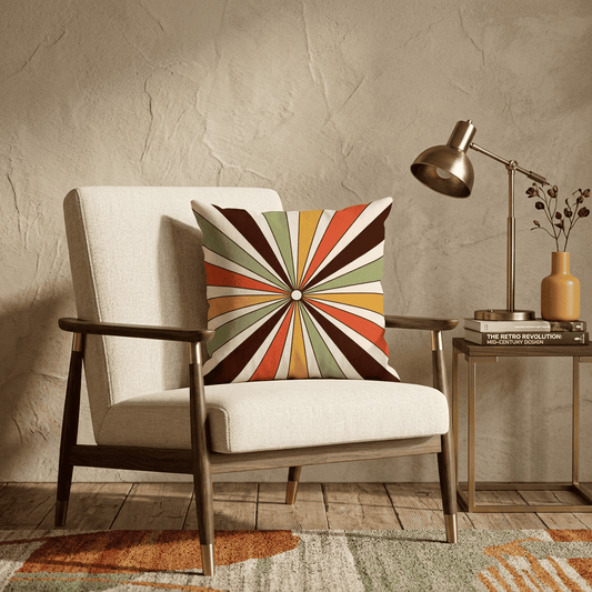 Sunray Pop Retro Sunburst Velvet Cushion Cover