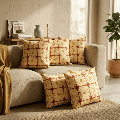 Sunbeam Grid Bloom Cushion Cover
