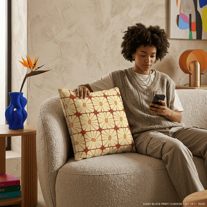 Sunbeam Grid Bloom Cushion Cover