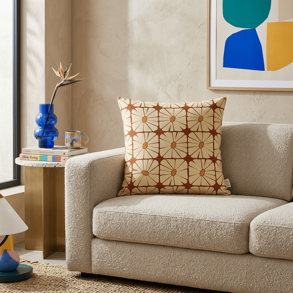 Sunbeam Grid Bloom Cushion Cover