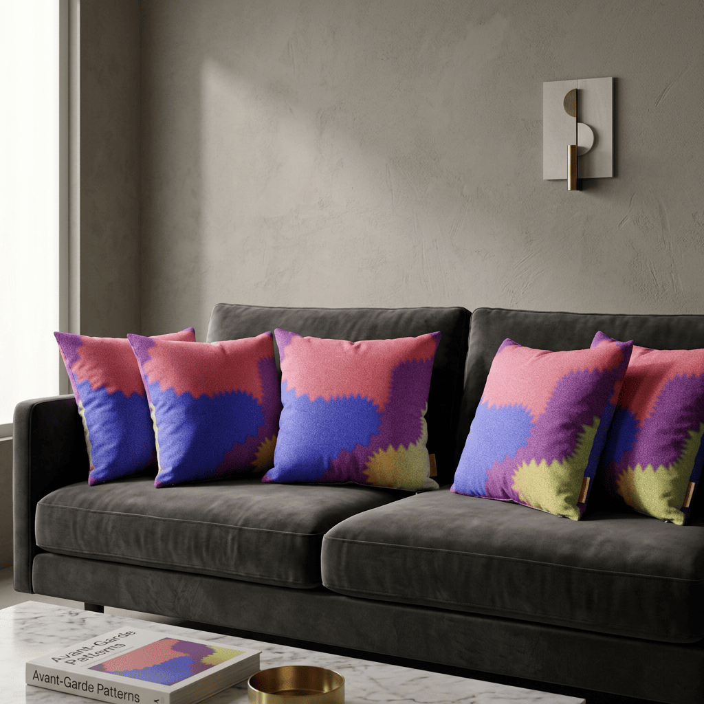 Neon Tide Abstract Velvet Cushion Cover
