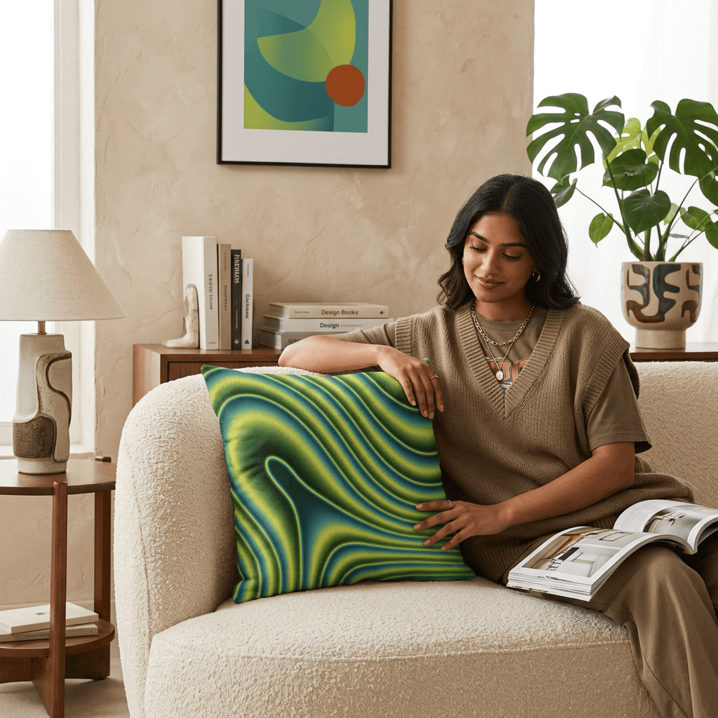 Neon Ripple Flow Cushion Cover