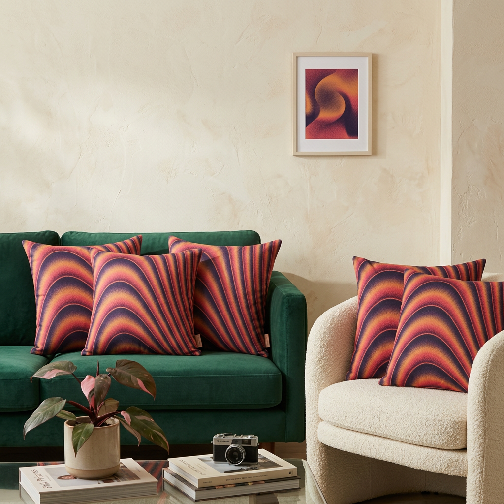 Crimson Dune Flow Cushion Cover