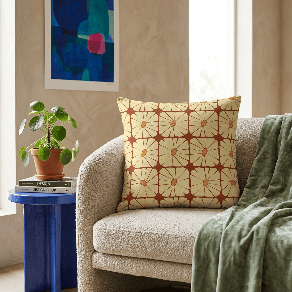 Sunbeam Grid Bloom Cushion Cover
