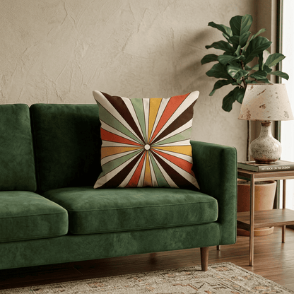 Sunray Pop Retro Sunburst Velvet Cushion Cover
