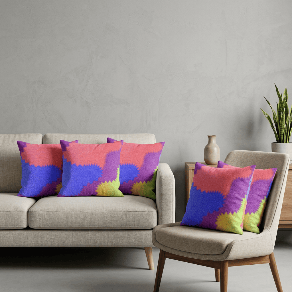 Neon Tide Abstract Velvet Cushion Cover