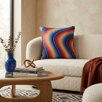 Sapphire Ember Flow Cushion Cover