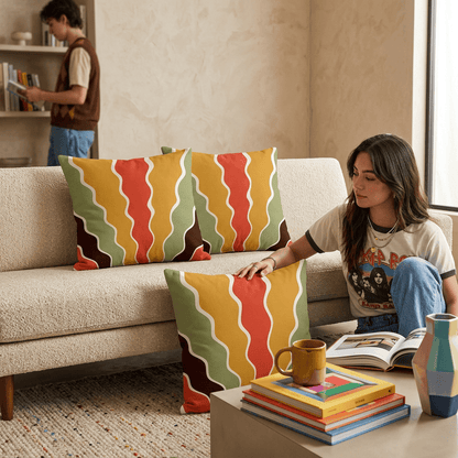 Sunset Ripple Flow Cushion Cover