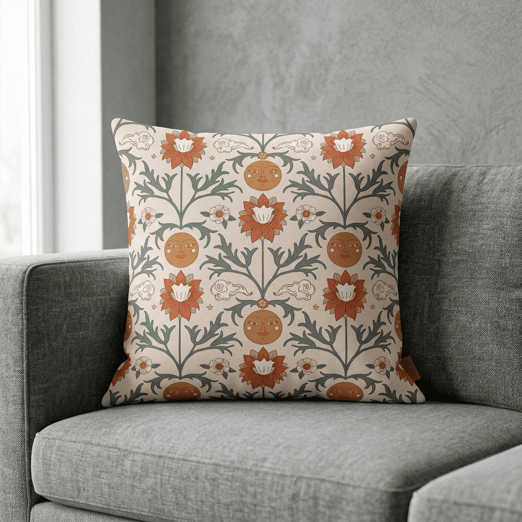 Sun Garden Folk Botanical Velvet Cushion Cover