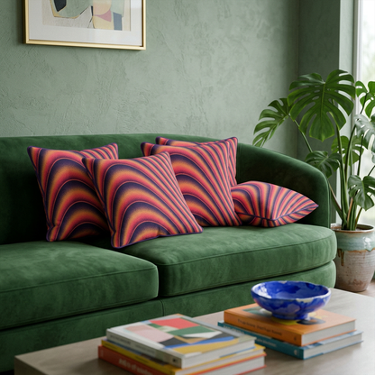 Crimson Dune Flow Cushion Cover