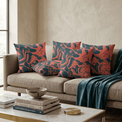 Molten Tide Abstract Velvet Cushion Cover