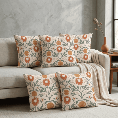 Sun Garden Folk Botanical Velvet Cushion Cover