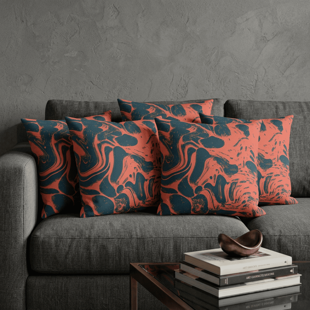 Molten Tide Abstract Velvet Cushion Cover