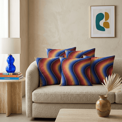 Sapphire Ember Flow Cushion Cover