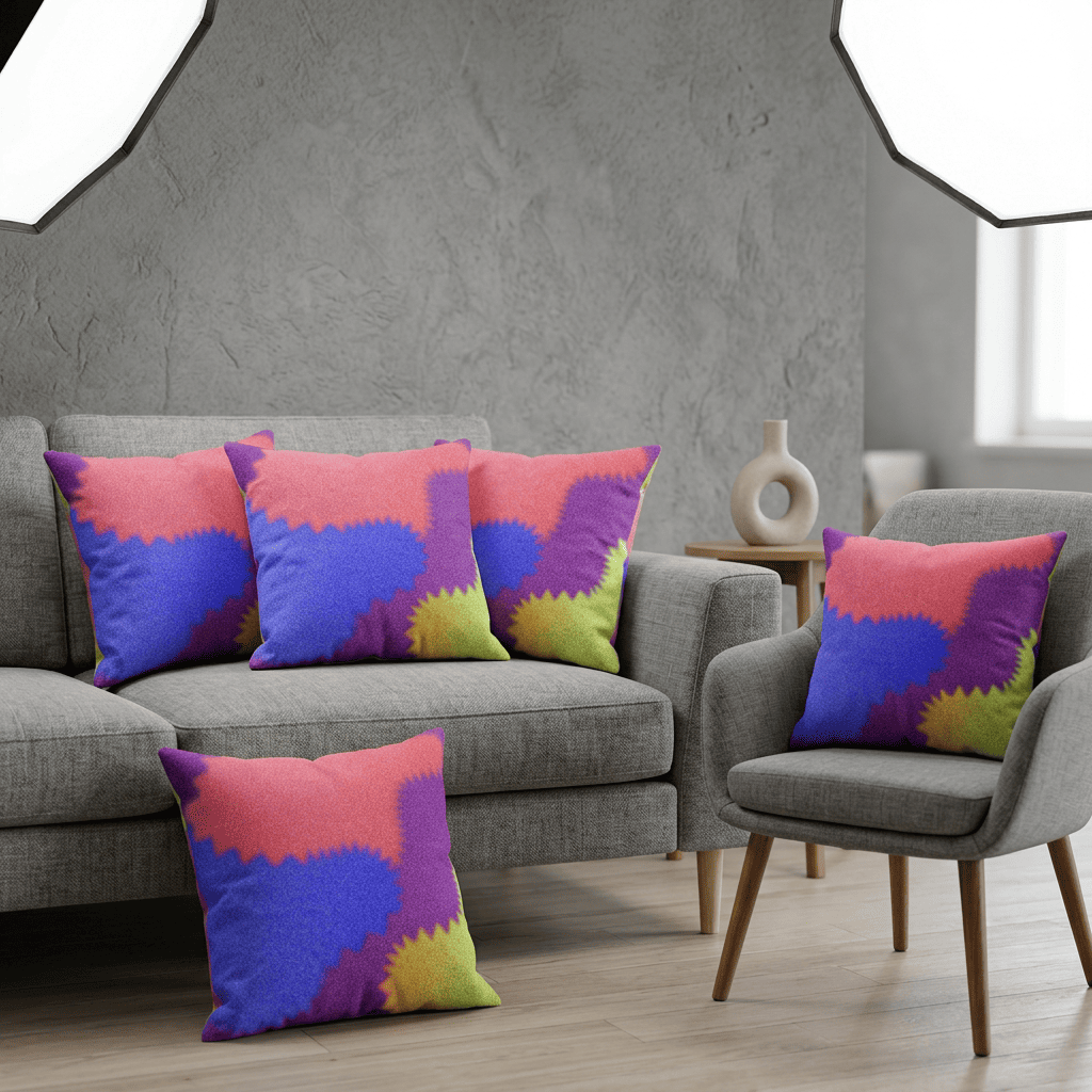 Neon Tide Abstract Velvet Cushion Cover
