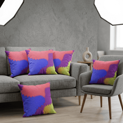 Neon Tide Abstract Velvet Cushion Cover
