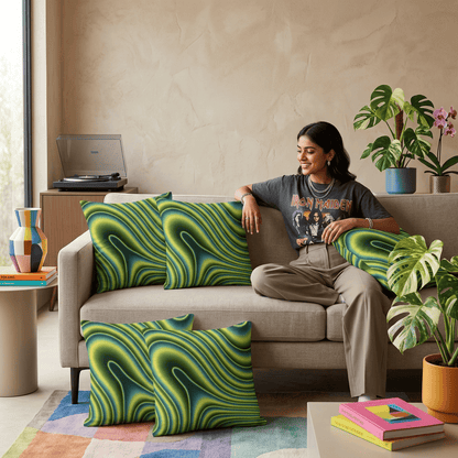 Neon Ripple Flow Cushion Cover