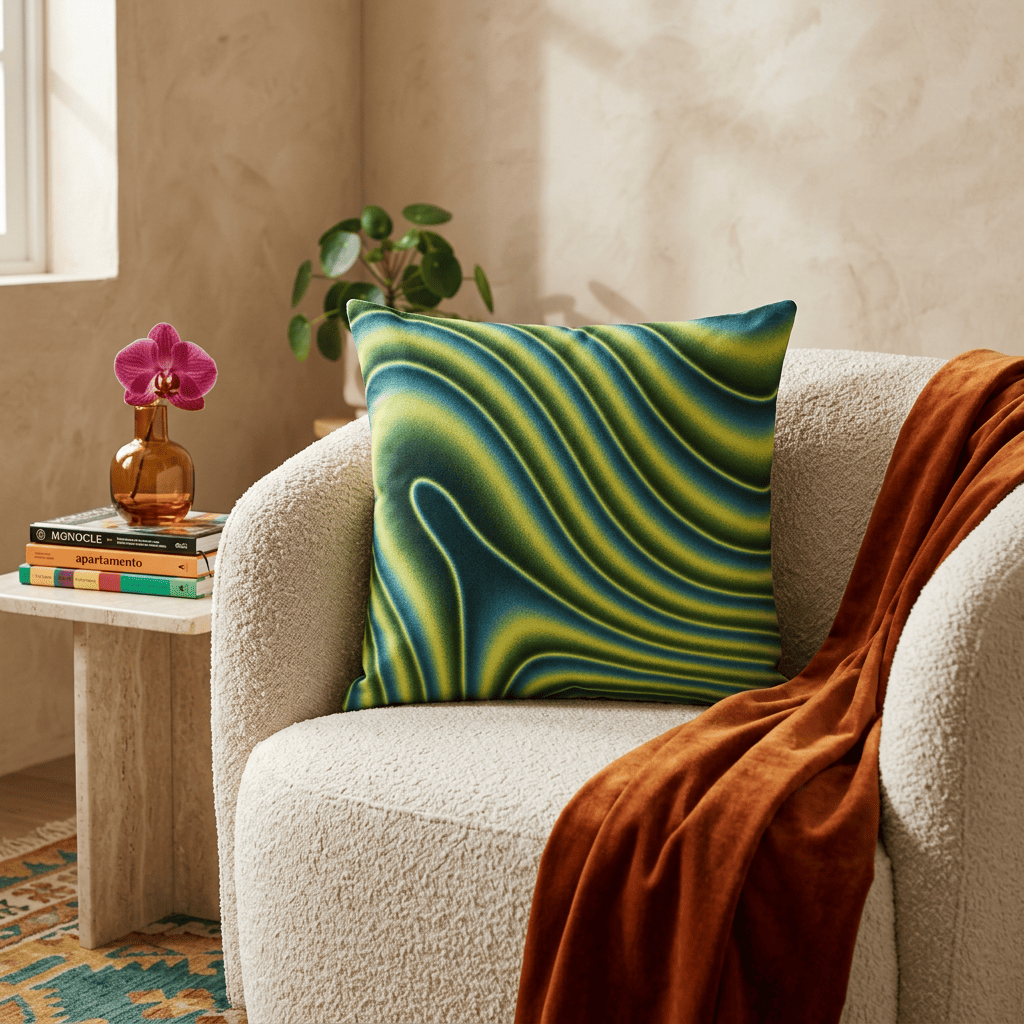 Neon Ripple Flow Cushion Cover