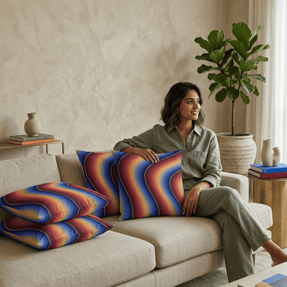 Sapphire Ember Flow Cushion Cover