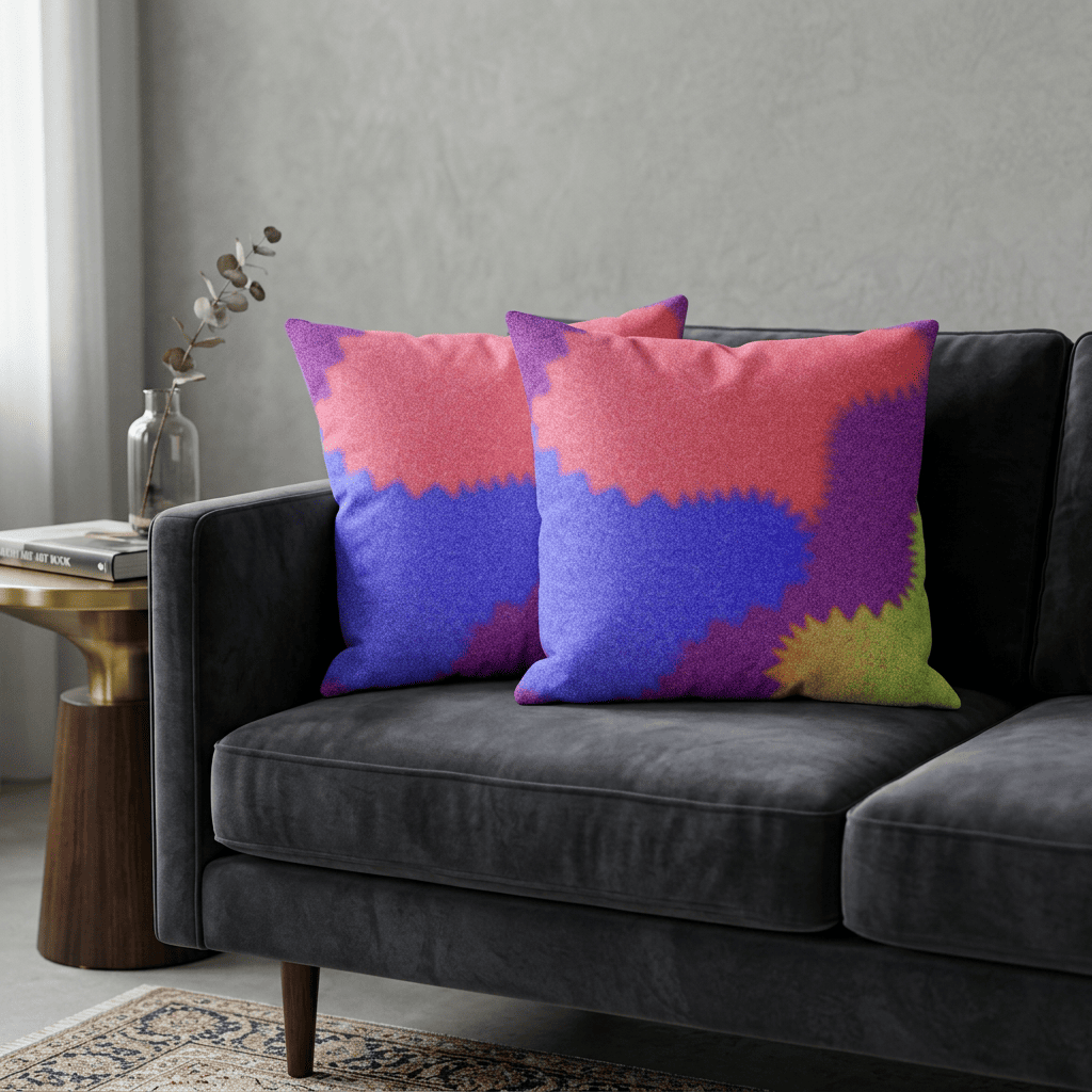 Neon Tide Abstract Velvet Cushion Cover