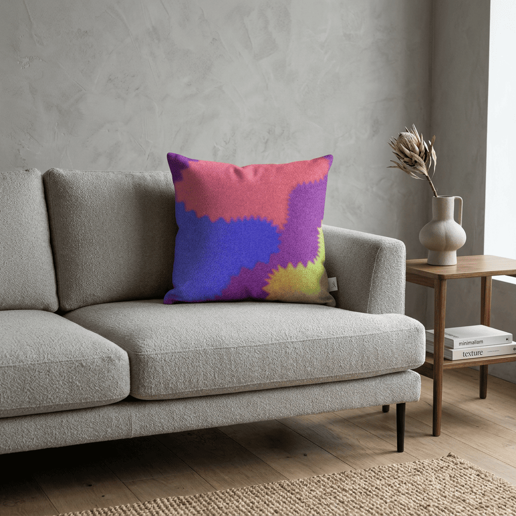 Neon Tide Abstract Velvet Cushion Cover