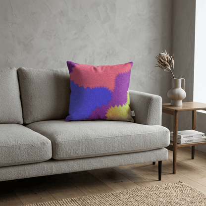 Neon Tide Abstract Velvet Cushion Cover