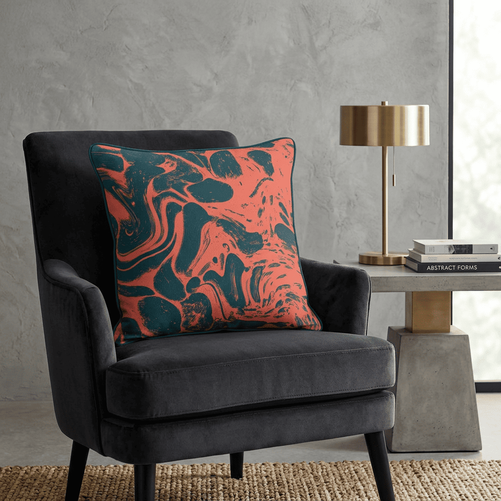 Molten Tide Abstract Velvet Cushion Cover