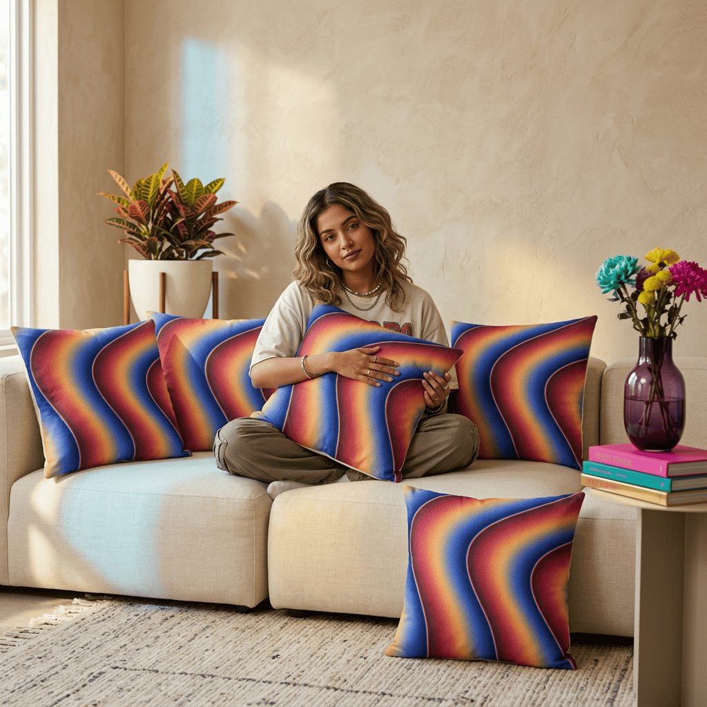 Sapphire Ember Flow Cushion Cover