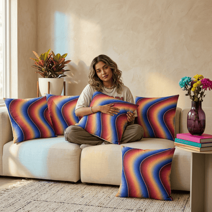 Sapphire Ember Flow Cushion Cover