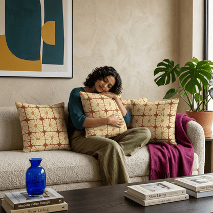 Sunbeam Grid Bloom Cushion Cover
