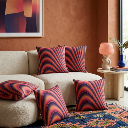 Crimson Dune Flow Cushion Cover