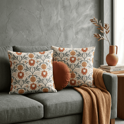 Sun Garden Folk Botanical Velvet Cushion Cover