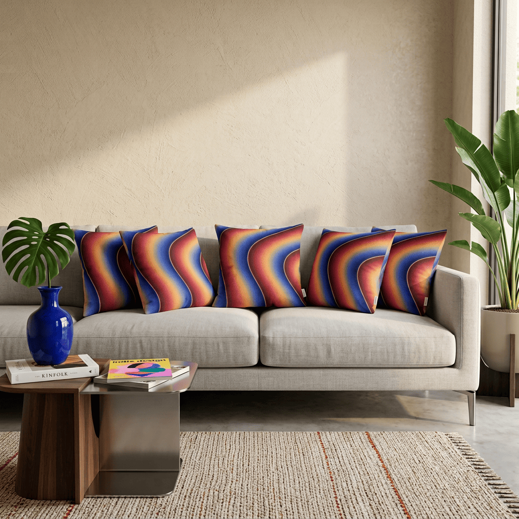 Sapphire Ember Flow Cushion Cover