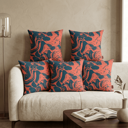 Molten Tide Abstract Velvet Cushion Cover