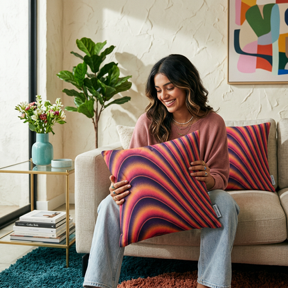 Crimson Dune Flow Cushion Cover