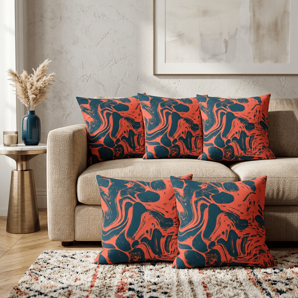 Molten Tide Abstract Velvet Cushion Cover