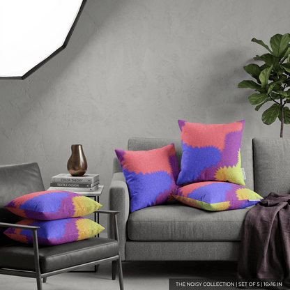 Neon Tide Abstract Velvet Cushion Cover