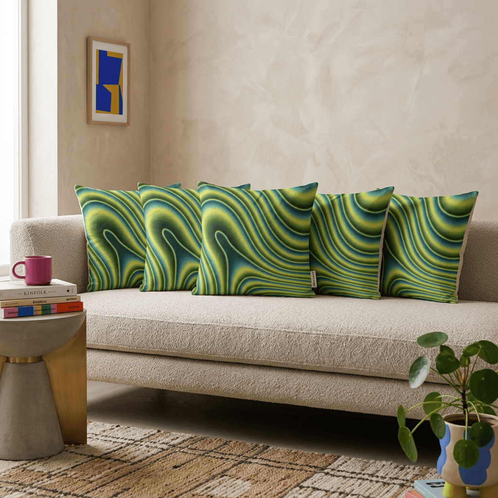 Neon Ripple Flow Cushion Cover
