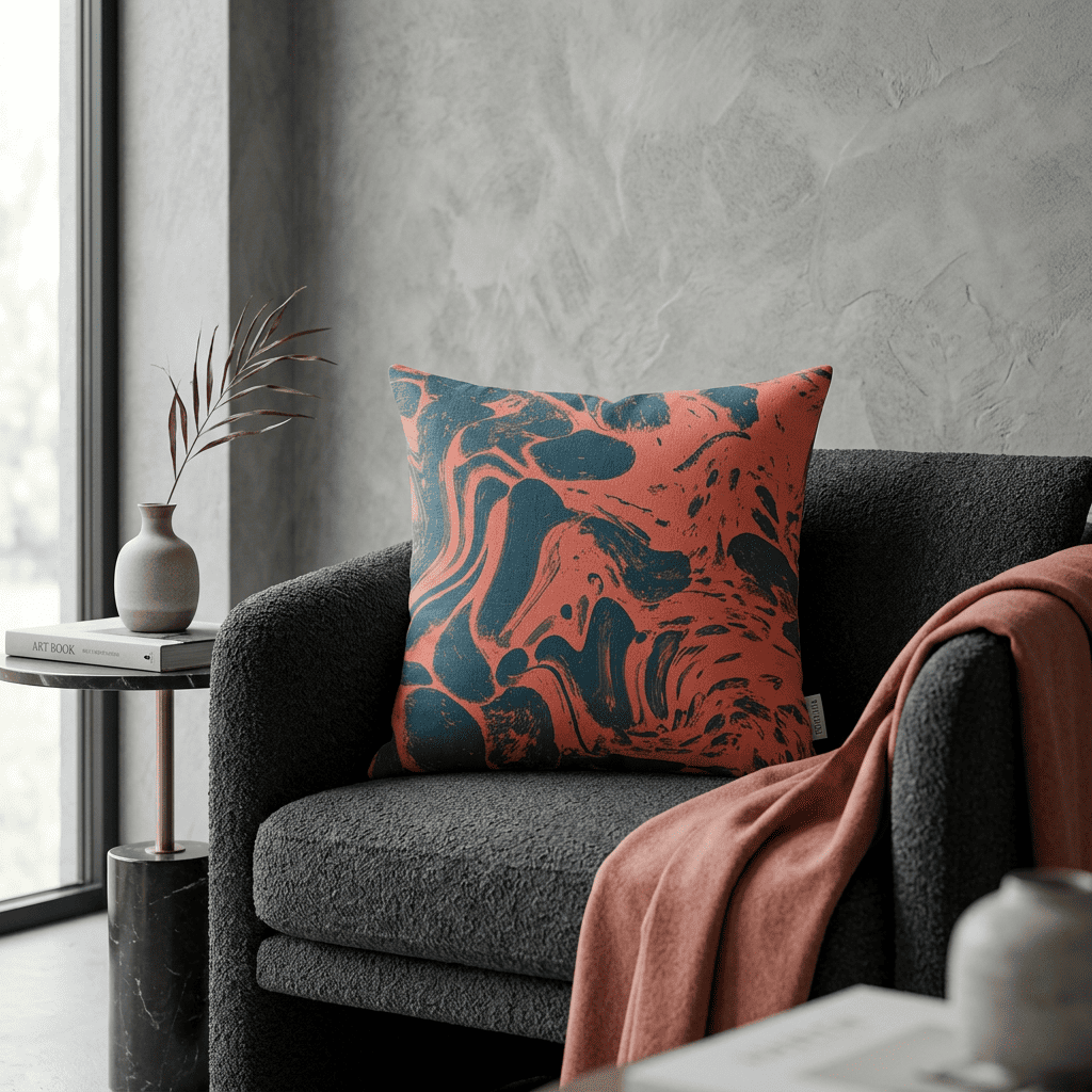 Molten Tide Abstract Velvet Cushion Cover