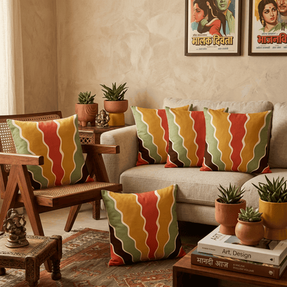 Sunset Ripple Flow Cushion Cover