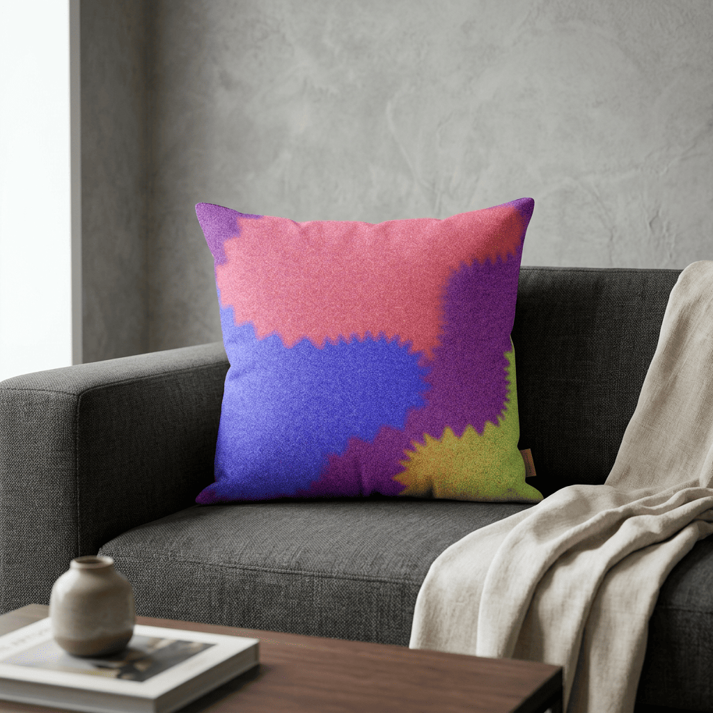 Neon Tide Abstract Velvet Cushion Cover