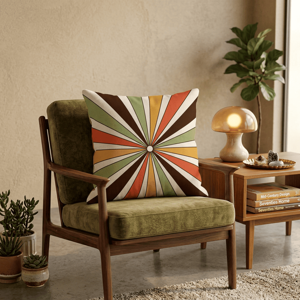 Sunray Pop Retro Sunburst Velvet Cushion Cover