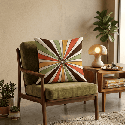 Sunray Pop Retro Sunburst Velvet Cushion Cover