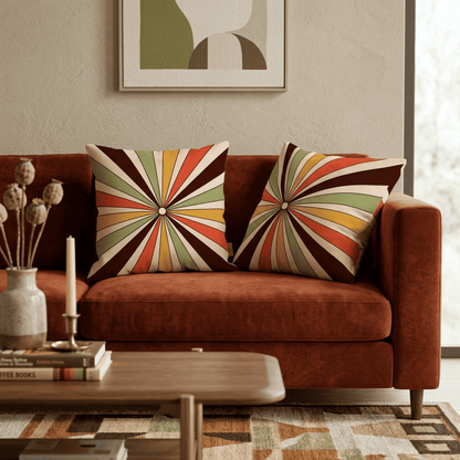 Sunray Pop Retro Sunburst Velvet Cushion Cover