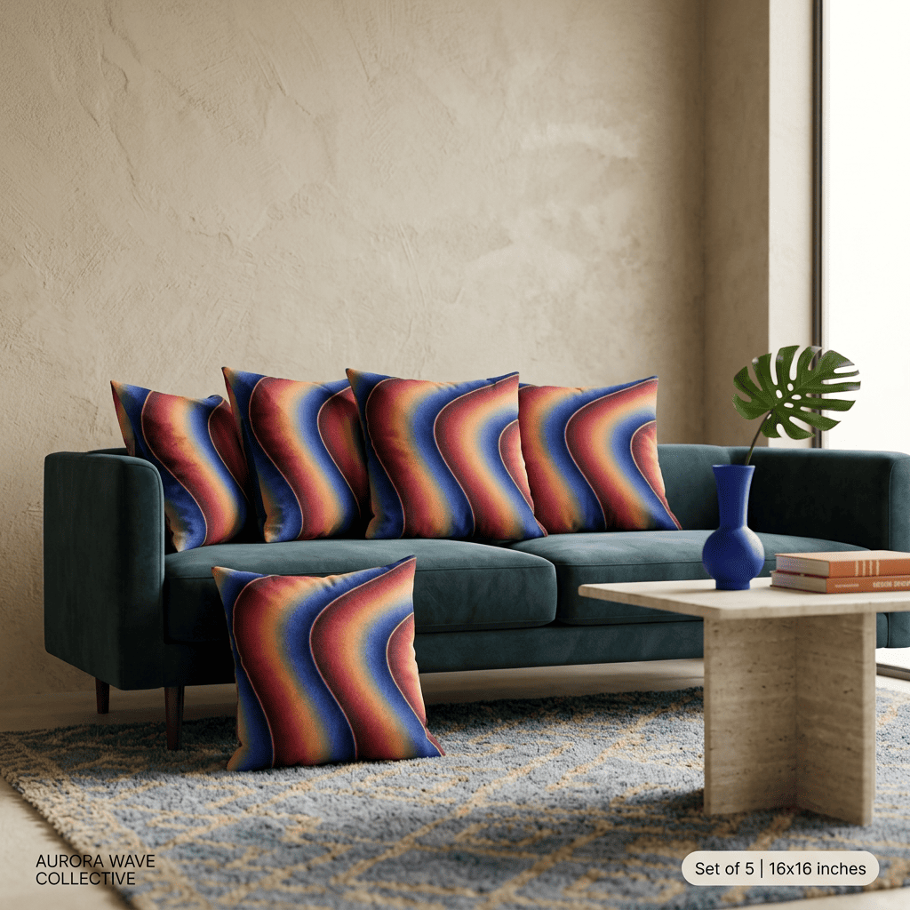 Sapphire Ember Flow Cushion Cover